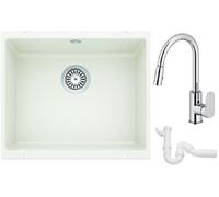 Set lavello in granito Blanco Rotan 500-U 523076, rubinetto da cucina Oltens Lista 35202100, 137267