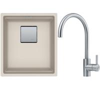 Set lavello in granito Franke Kanon 125.0529.242, rubinetto da cucina Franke Eos 115.0590.044