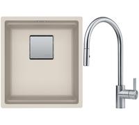 Set lavello in granito Franke Kanon 125.0529.242, rubinetto da cucina Franke Eos 115.0590.045