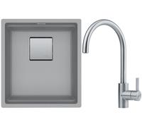 Set lavello in granito Franke Kanon 125.0529.503, rubinetto da cucina Franke Eos 115.0590.044