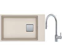 Set lavello in granito Franke Kanon 125.0529.609, rubinetto da cucina Franke Eos 115.0590.045