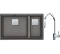 Set lavello in granito Franke Kanon 125.0529.875, rubinetto da cucina Franke Eos 115.0590.045