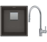Set lavello in granito Franke Kanon 125.0714.192, rubinetto da cucina Franke Eos 115.0590.045