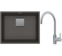Set lavello in granito Franke Kanon 125.0714.193, rubinetto da cucina Franke Eos 115.0590.044