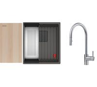 Set lavello in granito Franke Kanon 125.0749.653, rubinetto da cucina Franke Eos 115.0590.045