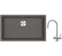 Set lavello in granito Franke Maris 125.0686.639, rubinetto da cucina Franke Eos 120.0179.979