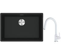 Set lavello in granito Franke Maris 125.0686.715, rubinetto da cucina Franke Lina 115.0626.081