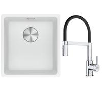 Set lavello in granito Franke Maris 125.0687.251, rubinetto da cucina Franke Lina 115.0626.085