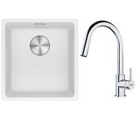 Set lavello in granito Franke Maris 125.0687.251, rubinetto da cucina Franke Lina 115.0693.229