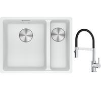 Set lavello in granito Franke Maris 125.0687.267, rubinetto da cucina Franke Lina 115.0626.085