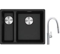 Set lavello in granito Franke Maris 125.0687.269, rubinetto da cucina Franke Pescara L Slide-In 115.0538.940