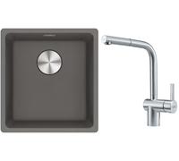 Set lavello in granito Franke Maris 125.0698.001, rubinetto da cucina Franke Atlas 115.0521.439