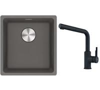 Set lavello in granito Franke Maris 125.0698.001, rubinetto da cucina Franke Urban 115.0627.523