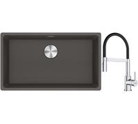 Set lavello in granito Franke Maris 125.0714.197, rubinetto da cucina Franke Lina 115.0626.085