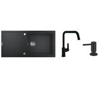 Set lavello in granito Grohe K400 31641AP0, rubinetto da cucina Grohe Start 304702430, 1021652430