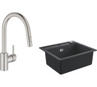 Set lavello in granito Grohe K700 31651AP0, rubinetto da cucina Grohe Concetto 31483DC2