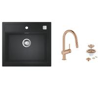 Set lavello in granito Grohe K700 31651AP0, rubinetto da cucina Grohe Minta 32321DL2, 40400DL0