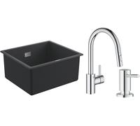 Set lavello in granito Grohe K700 31653AP0, rubinetto da cucina Grohe Eurosmart Cosmopolitan 31481001, 40535000