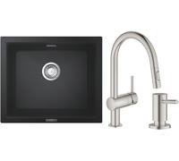 Set lavello in granito Grohe K700 31654AP0, rubinetto da cucina Grohe Minta 32321DC2, 40535DC0