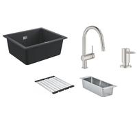 Set lavello in granito Grohe K700 31654AP0, rubinetto da cucina Grohe Minta 32321DC2, 40852SD0, 40535DC0, 40856SD0