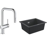 Set lavello in granito Grohe K700 31654AP0, rubinetto da cucina Grohe Minta 32322002