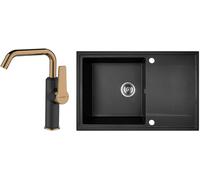 Set lavello in granito Kuchinox Hunter SBU711T, rubinetto per lavabo Kuchinox Alanis BQI825D