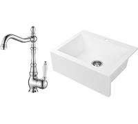 Set lavello in granito Laveo Komodo SBK 610A, rubinetto da cucina Laveo Evora BAE065D