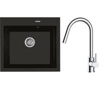 Set lavello in granito Oltens Gravan 72000300, rubinetto da cucina Oltens Litla 35204100