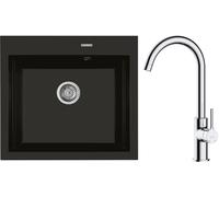 Set lavello in granito Oltens Gravan 72000300, rubinetto da cucina Oltens Skafta 35206100