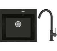 Set lavello in granito Oltens Gravan 72000300, rubinetto da cucina Oltens Skafta 35206300