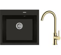Set lavello in granito Oltens Gravan 72000300, rubinetto da cucina Oltens Skafta 35206800