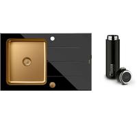 Set lavello in vetro e acciaio Quadron Ford HB3578SC3C1_P2O, bicchiere termico Quadron M0051