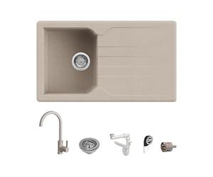 Set Lavello Prime 861 86×50 Avena Granito e Miscelatore First Monocomando Canna Girevole Avena Quareco