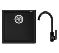 Set lavello Tegranit Teka Square 115230025, rubinetto da cucina Teka IN 53915620N