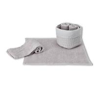 Set Lavette Bagno 4 pz. con Cestino Waffle Asciugamani Ospiti, Lavette Spugna Cotone per Viso Bidet, Bambini - Grigio