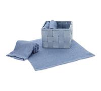 Set Lavette Bagno con Cestino Dallas Asciugamani Ospiti, Lavette Spugna Cotone per Viso Bidet, Bambini - Bluette