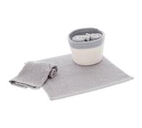Set Lavette Bagno con Cestino JORDA Asciugamani Ospiti, Lavette Spugna Cotone per Viso Bidet, Bambini - Grigio