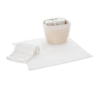 Set Lavette Bagno con Cestino JORDA Asciugamani Ospiti, Lavette Spugna Cotone per Viso Bidet, Bambini - Bianco