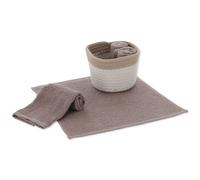 Set Lavette Bagno con Cestino JORDA Asciugamani Ospiti, Lavette Spugna Cotone per Viso Bidet, Bambini - Marron