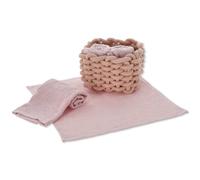 Set Lavette Bagno con Cestino TALLIN Asciugamani Ospiti, Lavette Spugna Cotone per Viso Bidet, Bambini - Rosa
