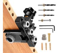 Set Legno Punte Trapano, per Legno 8/10/15mm. 3 in 1 Dima per Tasselli, Kit di guida per trapano con Clip Di Posizionamento Regolabile, Nero
