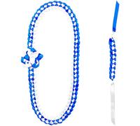 Set Lei per la laurea per la el 2026, include collana floreale con nastro blu e bianco con braccialetto intrecciato, fascia in poliestere intrecciato a mano, regalo con cordino d'onore, 11,9 x