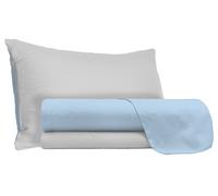 Set Lenzuola 1 Piazza e Mezzo Sopra Sotto e Federe Doubleface Azzurro/Grigio Chiaro