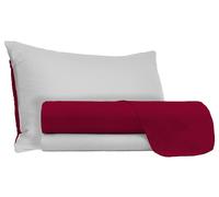 Set Lenzuola 1 Piazza e Mezzo Sopra Sotto e Federe Doubleface Bordeaux/Grigio Chiaro