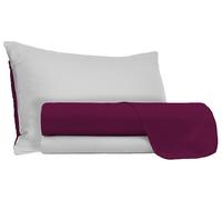 Set Lenzuola 1 Piazza e Mezzo Sopra Sotto e Federe Doubleface Prugna/Grigio Chiaro