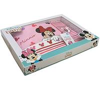 3 Pz - Set Lenzuola Carrozzina Neonato Disney Baby 100% Cotone | Corredino Nascita Completo Lenzuola Culla Neonato con Federa Cuscino | Lenzuolini Lettino Neonato per Culle/Carrozzine (Fiocco Rosso)