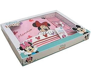 Set Lenzuola Carrozzina Disney Baby 100% Cotone | Lenzuola Culla Neonato con Federa Cuscino e Corredino Nascita Completo | Lenzuolini per Culle/Carrozzine (Fiocco Rosso)