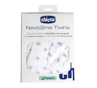 Chicco Set di Lenzuola in Fibra di Bambù, Compatibili con Culle Next2Me Twins, 2 Pezzi Lenzuola con Angoli, Fantasia con foglie e lumachine