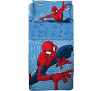 Set Lenzuolo Copriletto Singolo Spiderman 100% Cotone, Completo Letto Copriletto, Lenzuolo da Sopra con Ribaltina + Lenzuolo da Sotto con Angoli + Federa