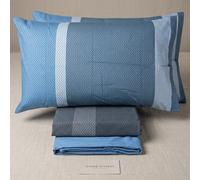Set Lenzuola in cotone matrimoniale Bassetti Nostalgia zig-zag blu
